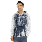 Watercolor Wolf Portrait Print Men's Velvet Pullover Hoodie