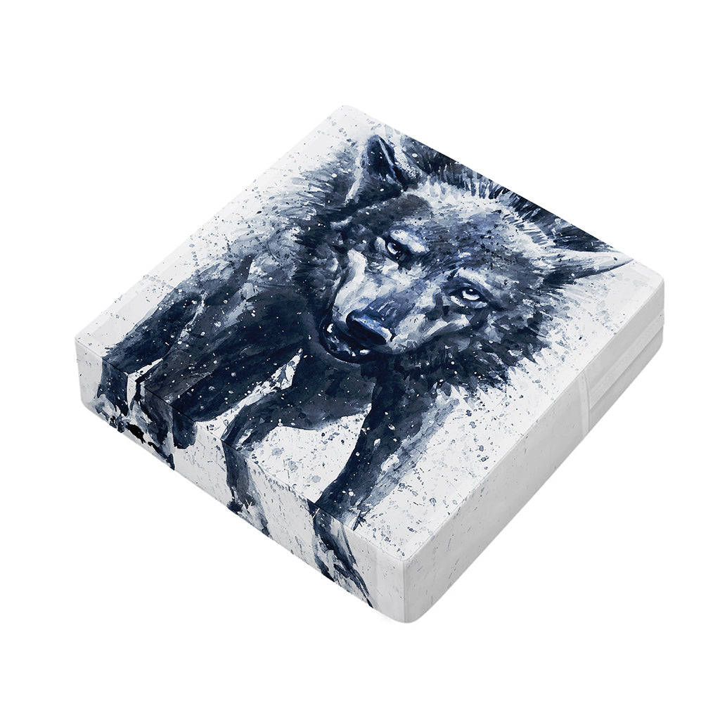 Watercolor Wolf Portrait Print Outdoor Seat Cushion Cover