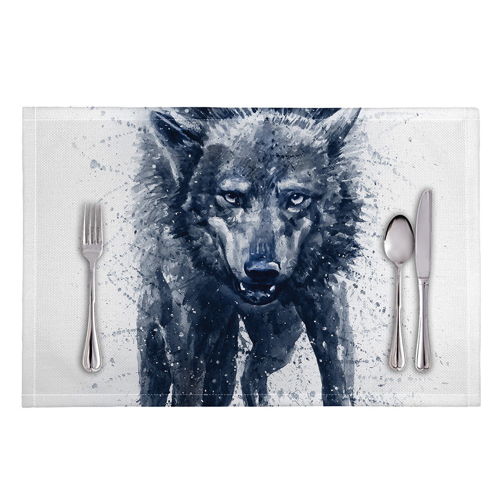 Watercolor Wolf Portrait Print Placemat