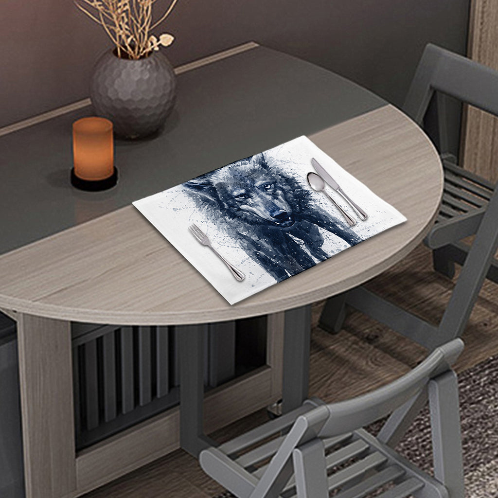 Watercolor Wolf Portrait Print Placemat