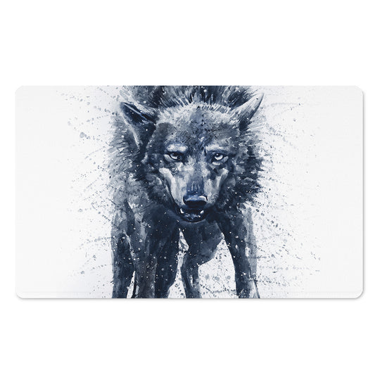 Watercolor Wolf Portrait Print Polyester Doormat