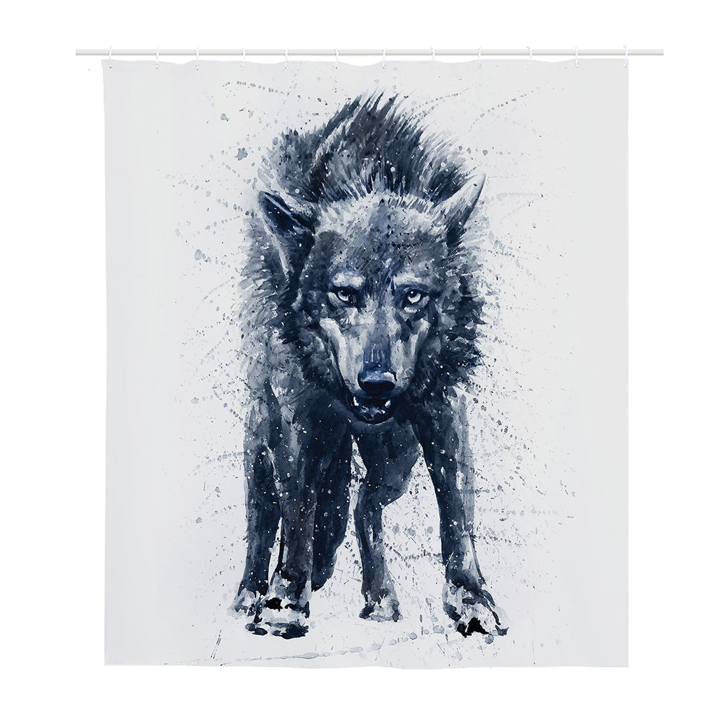 Watercolor Wolf Portrait Print Polyester Shower Curtain