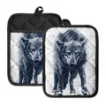 Watercolor Wolf Portrait Print Pot Holders With Pocket