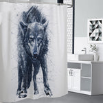Watercolor Wolf Portrait Print Premium Shower Curtain