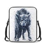 Watercolor Wolf Portrait Print Rectangular Crossbody Bag