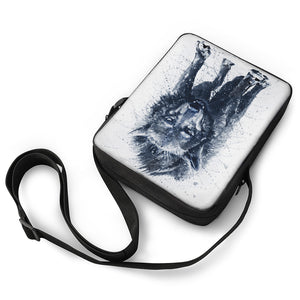 Watercolor Wolf Portrait Print Rectangular Crossbody Bag