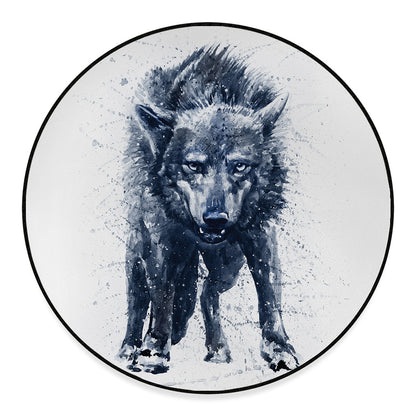 Watercolor Wolf Portrait Print Round Floor Mat