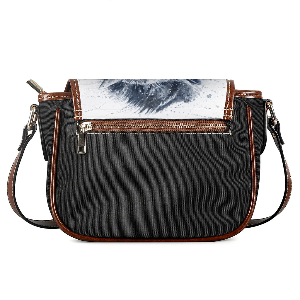 Watercolor Wolf Portrait Print Saddle Bag