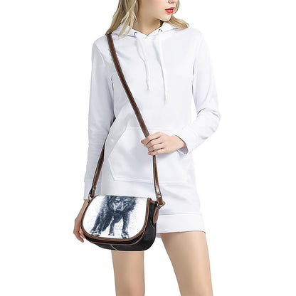 Watercolor Wolf Portrait Print Saddle Bag
