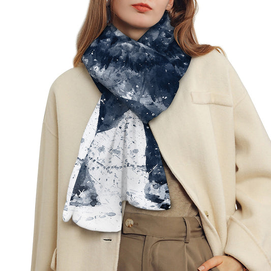 Watercolor Wolf Portrait Print Scarf