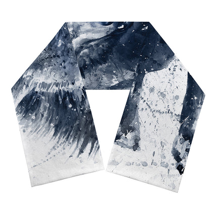 Watercolor Wolf Portrait Print Scarf
