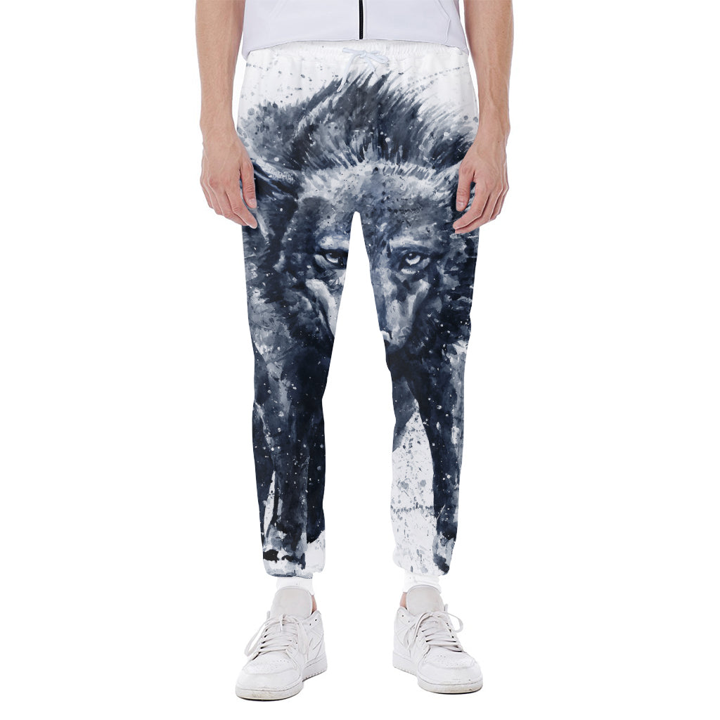 Watercolor Wolf Portrait Print Scuba Joggers