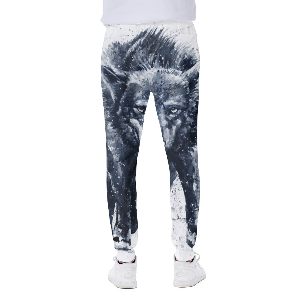 Watercolor Wolf Portrait Print Scuba Joggers