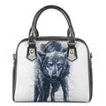 Watercolor Wolf Portrait Print Shoulder Handbag