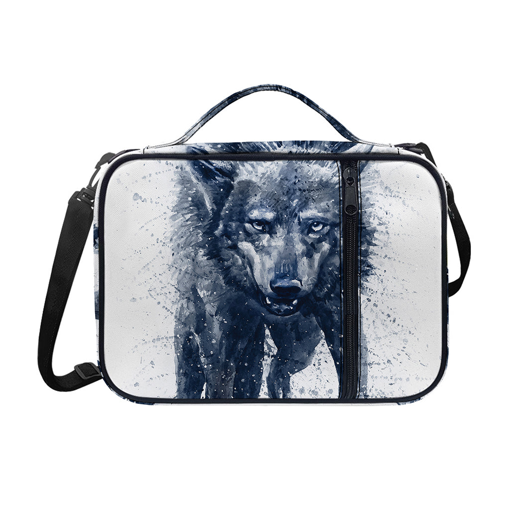 Watercolor Wolf Portrait Print Shoulder Strap Bible Bag