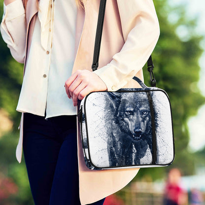Watercolor Wolf Portrait Print Shoulder Strap Bible Bag