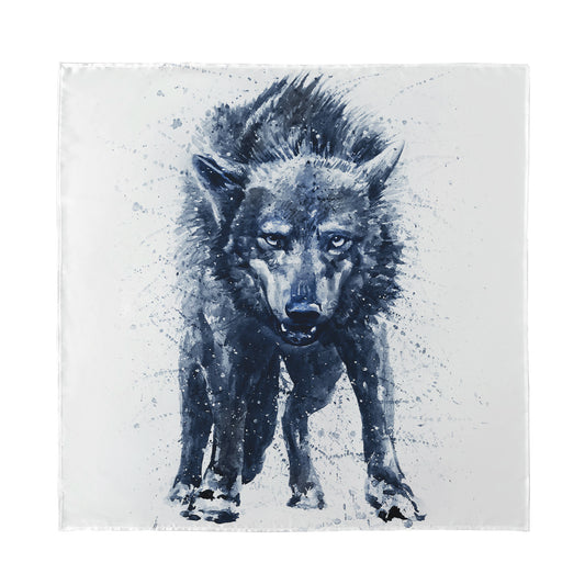 Watercolor Wolf Portrait Print Silk Bandana