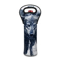 Watercolor Wolf Portrait Print Single Neoprene Wine Tote