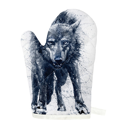 Watercolor Wolf Portrait Print Single Oven Mitt