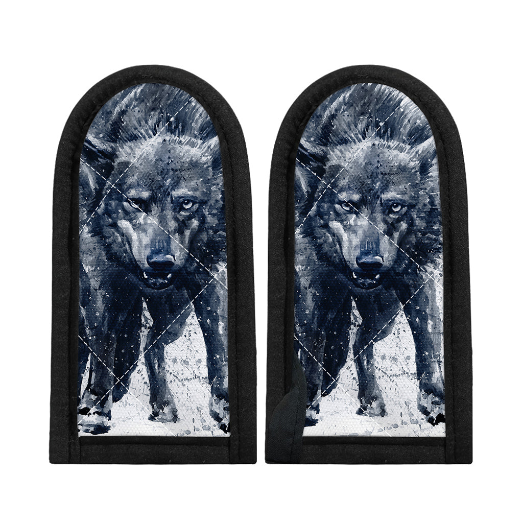 Watercolor Wolf Portrait Print Skillet Handle Cover