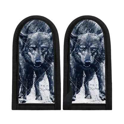 Watercolor Wolf Portrait Print Skillet Handle Cover