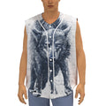Watercolor Wolf Portrait Print Sleeveless Baseball Jersey