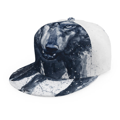 Watercolor Wolf Portrait Print Snapback Cap