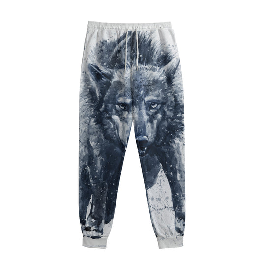 Watercolor Wolf Portrait Print Sweatpants