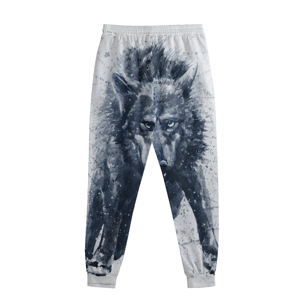 Watercolor Wolf Portrait Print Sweatpants