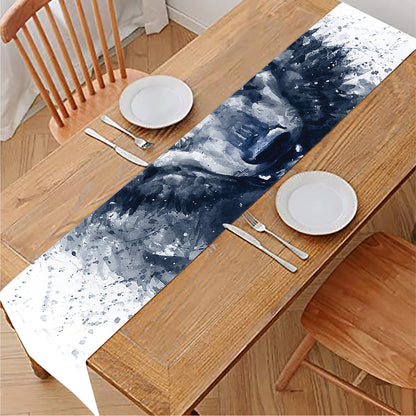 Watercolor Wolf Portrait Print Table Runner