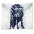 Watercolor Wolf Portrait Print Tapestry