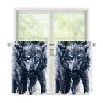 Watercolor Wolf Portrait Print Tier Curtains