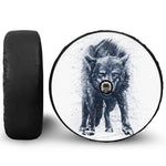 Watercolor Wolf Portrait Print Tire Cover With Camera Hole