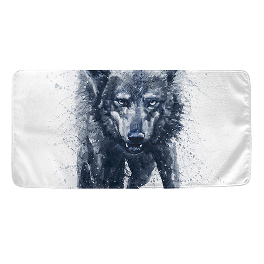 Watercolor Wolf Portrait Print Towel