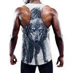 Watercolor Wolf Portrait Print Training Tank Top