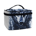 Watercolor Wolf Portrait Print Travel Makeup Bag