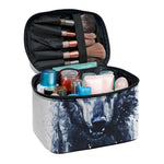 Watercolor Wolf Portrait Print Travel Makeup Bag