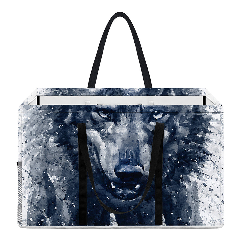 Watercolor Wolf Portrait Print Utility Tote Bag