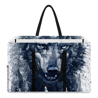 Watercolor Wolf Portrait Print Utility Tote Bag
