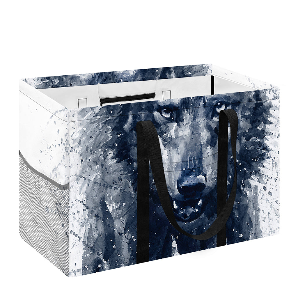 Watercolor Wolf Portrait Print Utility Tote Bag