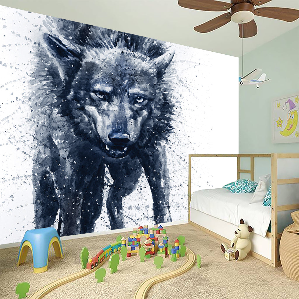 Watercolor Wolf Portrait Print Wall Sticker
