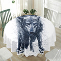 Watercolor Wolf Portrait Print Waterproof Round Tablecloth