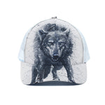 Watercolor Wolf Portrait Print White Mesh Trucker Cap