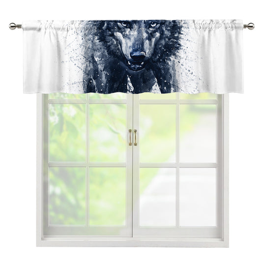 Watercolor Wolf Portrait Print Window Valance