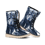 Watercolor Wolf Portrait Print Winter Boots