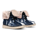 Watercolor Wolf Portrait Print Winter Boots