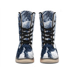 Watercolor Wolf Portrait Print Winter Boots