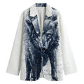 Watercolor Wolf Portrait Print Women's Blazer