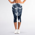 Watercolor Wolf Portrait Print Women's Capri Leggings