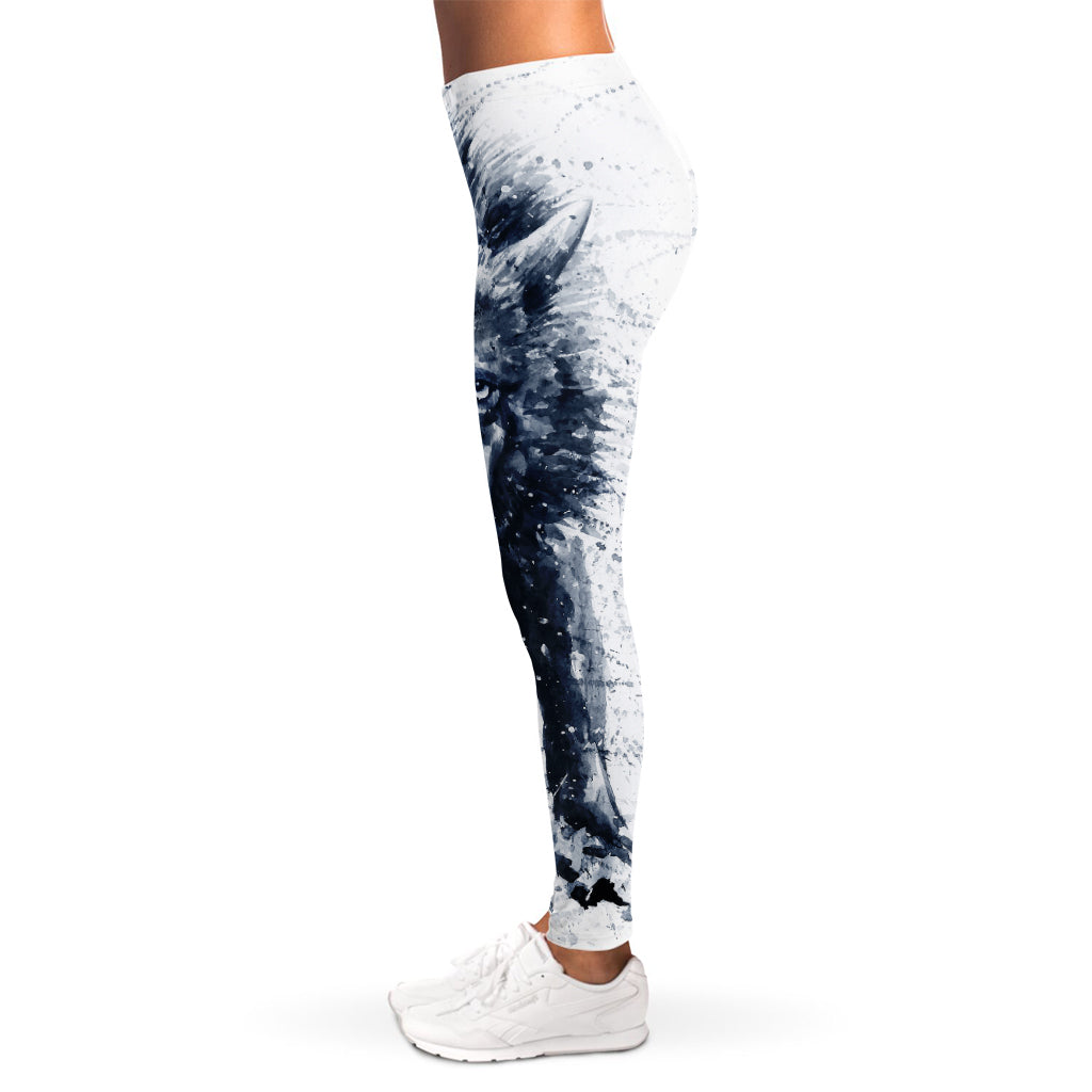 Watercolor Wolf Portrait Print Women's Leggings